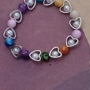 Purple and Pink Heart Bracelet